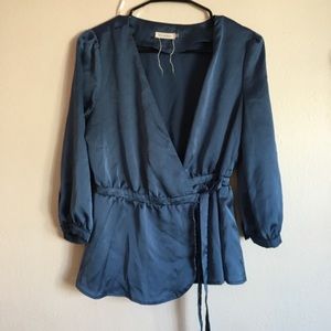 Satin wrap blouse